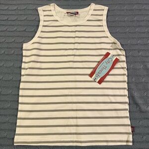 City Threads Kids Tank Top - Cream and Gray Stripes- Size 7